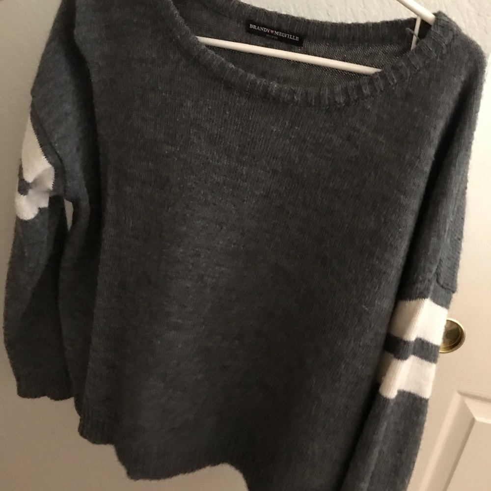 Brandy Melville gray sweater w/ white stripes